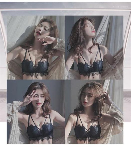

push up womens bra sets adjustable wire breathable womens designer bra sets solid color lace female underwear, Red;black