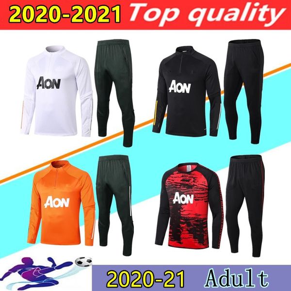 

20 21 manchester training suit survetement 2020 2021 martial rashford pogba b.fernandes mata united football tracksuit jacket jogging set, Black
