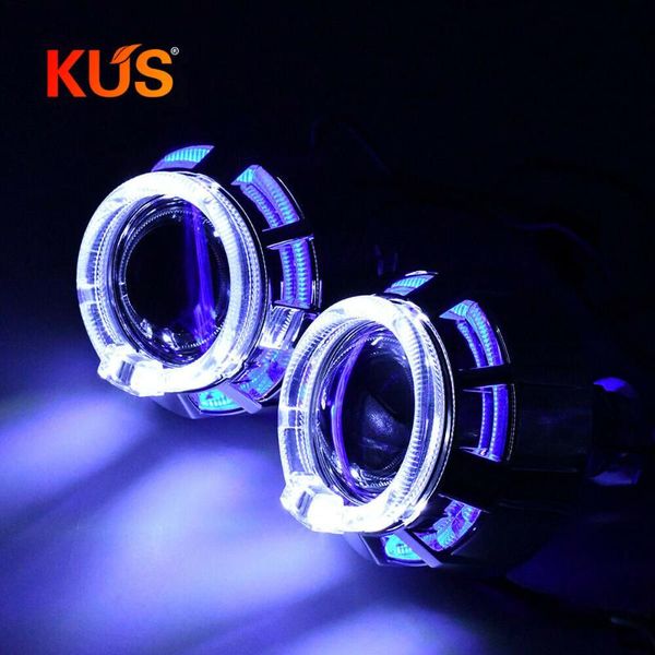 

2pcs 2.0 inch car bi xenon h1 projector lens with dual led angel eyes shrouds mask h1 h4 h7 car