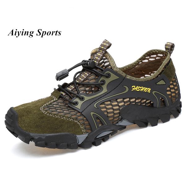 

summer breathable hiking shoes suede + mesh outdoor men sneakers climbing cycling shoes sport quick-dry water shoes