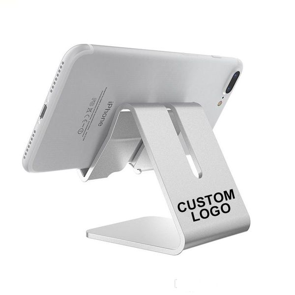 

custom logo aluminum alloy stand for mobile phone tablet universal simple metal portable deskphone stand