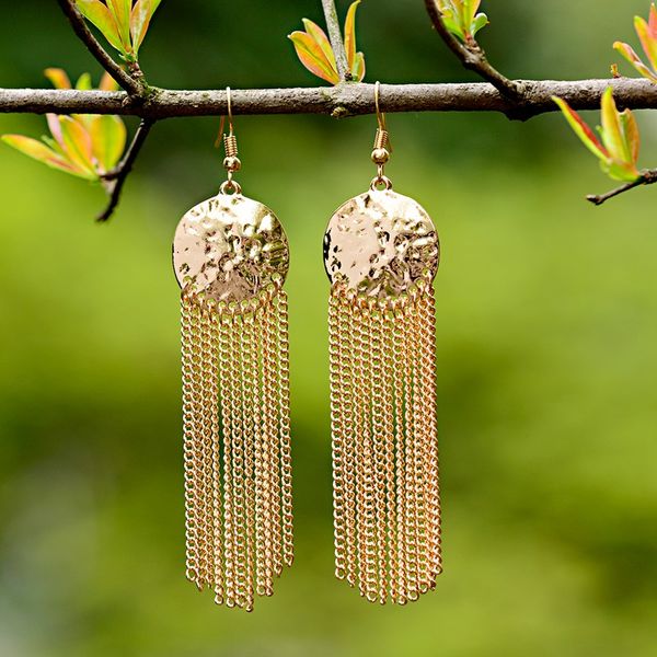 

tophanqi цвета золота длинные кисточкой серьги падения boho ювелирные изделия этнические урожай круглой формы заявление мотаться серьги для, Silver