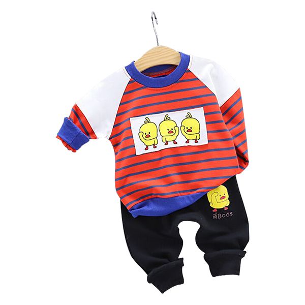 

male baby boy cotton cartoon small yellow duck letter print clothes casual sports suit y200807, White