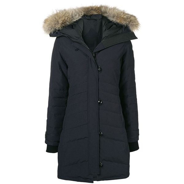 

canada women lorette long parka fur down jacket winter thick warm windproof arctic hoodie coat manteaus doudoune free, Black