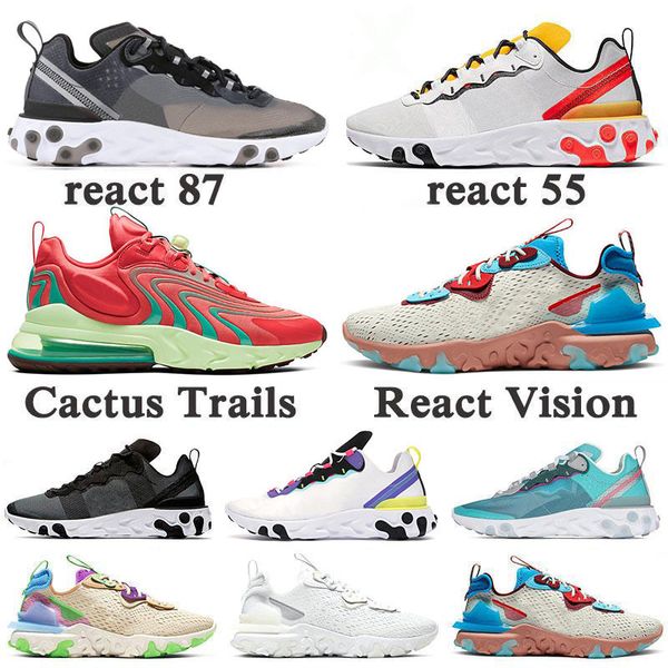 

new react vision element 55 87 bauhaus running shoes vast grey honeycomb triple black anthracite red women mens trainers sneakers
