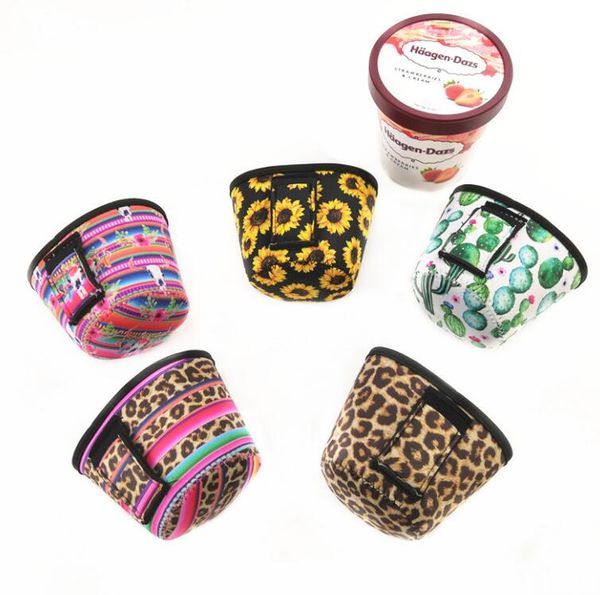 

3mm thick neoprene reusable ice coffee sleeve ice cream cozy cover cup holder insulatorcup sleeve with spoon holder