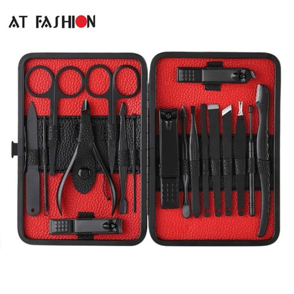 

at fashion 18pcs pro nail clipper set trimmer eyebrow shaving tweezer pedicure manicure tools kit nail scissors care tools