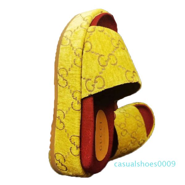 

2020 women designer platform sandal slides shoes embroidery printed surface fashion platform slipper 19 colors beach sandals3 c09, Black