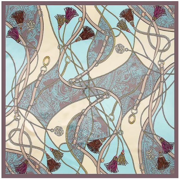 

2020 90cm * 90cm imitated silk satin scarves shawl ropes tassel square silk scarf simulation scarf, Blue;gray