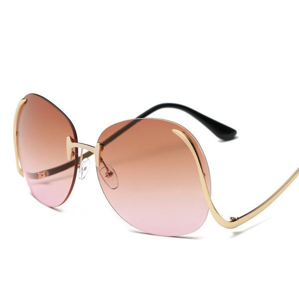

sun glasses metal rimless big face oval anti-uv beach personality uv400, White;black