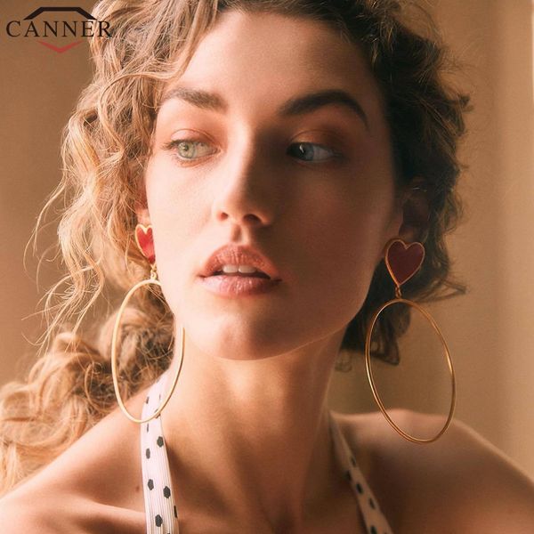 

fashion big round gold heart earrings unique design drop earrings jewelry earrings for women oorbellen fashion sale