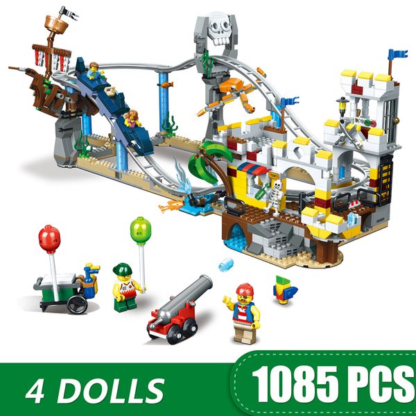 

1085pcs small building blocks toys compatible with legoe creator 3 in 1 pirate roller coaster toys for girls boys children gift diy