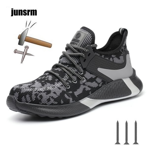 

work shoes lightweight men's anti-smashing anti-piercing european standard steel toe safety shoes breathable and deodorant, Black