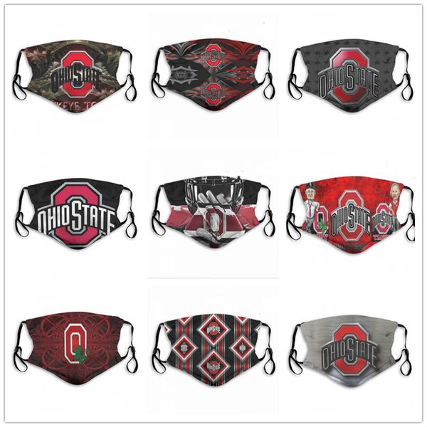 

NCAA Ohio State Buckeyes Mask washable adjustable reusable Face Covering Party safe outdoor sports dust proof breathable Face masks Tools