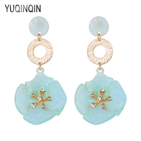 

trendy big acrylic drop earrings for women 2020 new crystal dangling metal earrings fashion jewelry dangle long flowers brincos, Silver