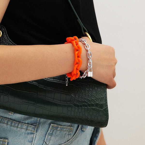 

new lock chains punk bracelet bangles fashion punk padlock chain bracelets, Black