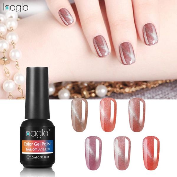 

nail gel inagla 10ml starry cat eye series polish soak off uv led lacquer varnish base coat manicure art salon, Red;pink