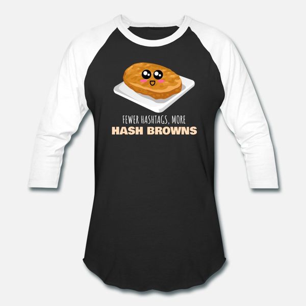 

fewer hashtags more hash browns funny hash brown t shirt men designer 100% cotton round collar slim interesting breathable slim shirt