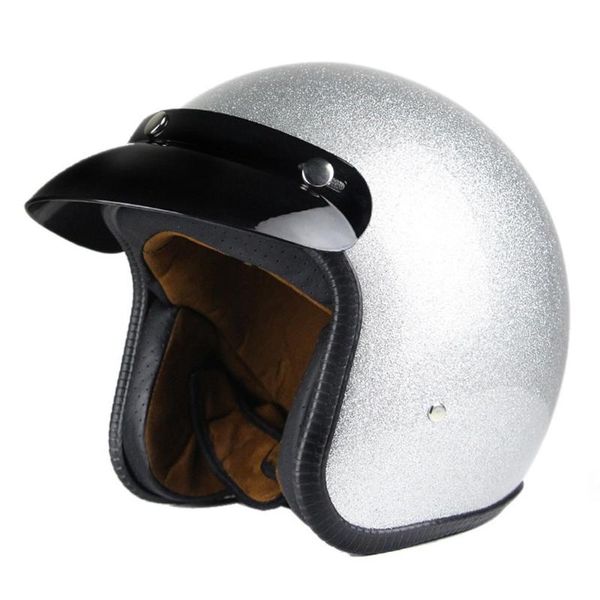 

3/4 open face motorcycle helmet jet touring vintage retro flat adults helmets visor removable