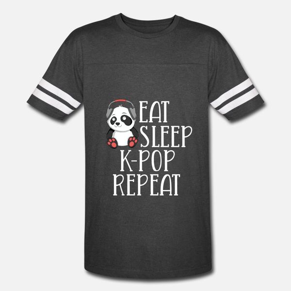 

eat sleep kpop repeat korean panda kpop t shirt men designing 100% cotton round collar slim sunlight breathable spring autumn cool shirt