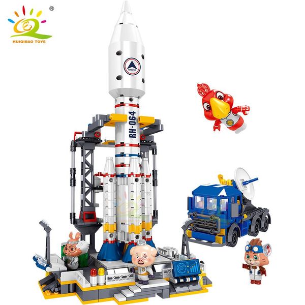 

for construction base friend city 664pcs rocket model space aerospace bricks children set huiqibao blocks toys launch building yxlfjj