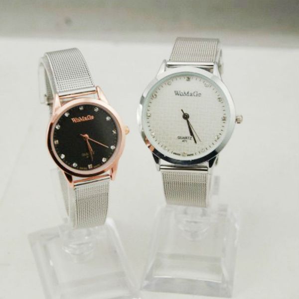 

2020 new diamonds elegant grid steel band men ladies wristwatches analog quartz womage luxury couple lover wrist watch gift, Slivery;brown