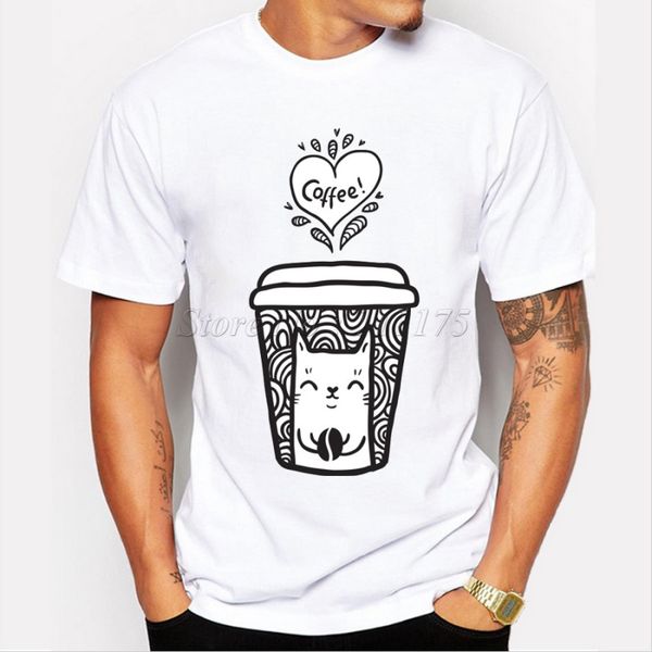 

new men's coffee cup printed fashion t shirt hipster customize printed short sleeve tees
