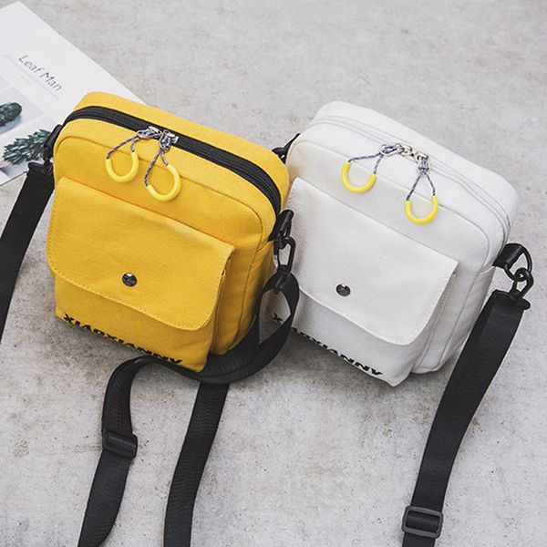 

fashion canvas printed heart yellow bag korean style students travel shoulder bags girls school lapbag