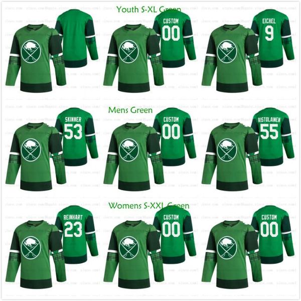 

green 2020 st. patrick's buffalo sabres royal blue jack eichel victor olofsson jeff skinner wayne simmonds okposo rasmus ristolainen je, Black