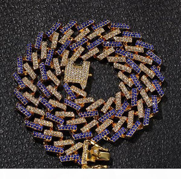 

15mm 18k gold plating iced two tone miami cuban link chain necklace hip hop bling bling jewelry trendy fashion whosales, Silver