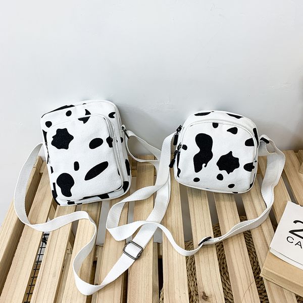 

cow print canvas bag for women 2020 with wide strap fashion crossbody shoulder chest ladies small bags celular sac bandouliere