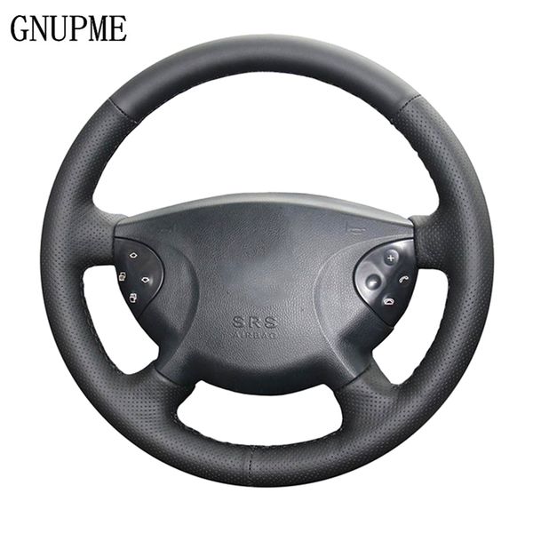 

gnupme artificial leather hand-stitched black car steering wheel cover for w210 e240 e63 e320 e280 2002-2008
