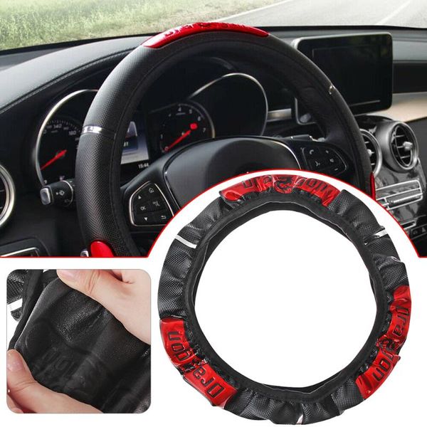 

1 pc 38cm dragon design pu leather non-slip reflective car steering wheel cover steer protector interior decor car accessories