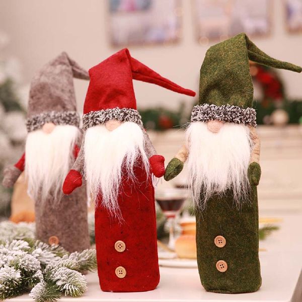 

nordic santa claus dwarf doll wine bottle cover case christmas ornaments for dinner party christmas eve decorations