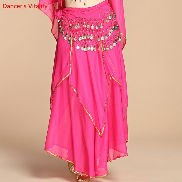 

2020 7 colors wholesale chiffon belly dance skirt for women belly dancing costume gypsy skirts on sale, Black;red