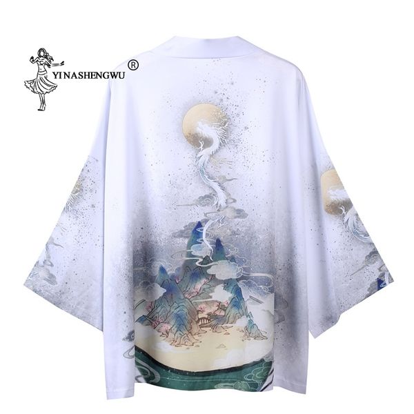 

yukata women kimono cardigan men japan kimono traditional shirt chinese style male dragon carp print coat cosplay costume, Red