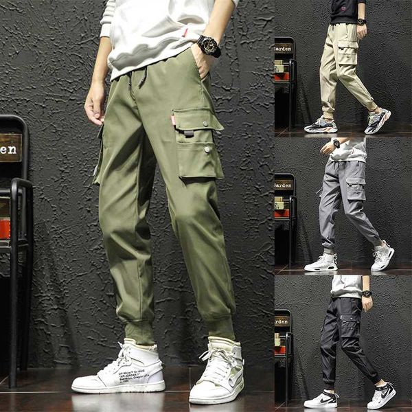 

men's pants 2021 cargo men trousers loose sweatpants hip hop streetwear casual boys, Black