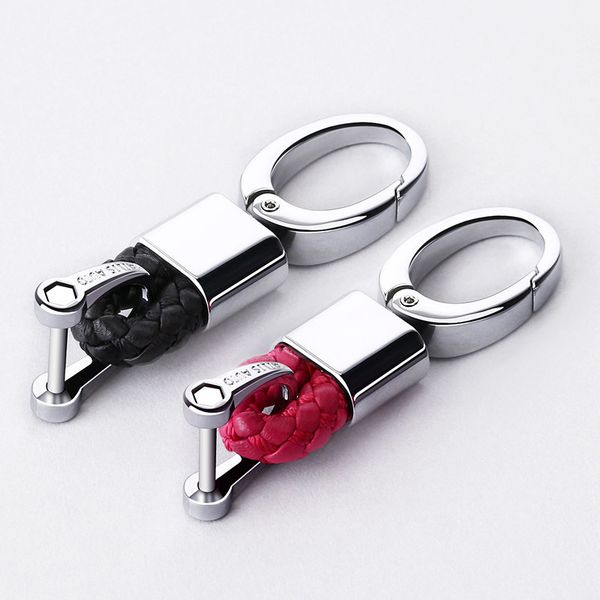 

car keychain classic men's genuine leather keychains hardware pendant waist holder alloy key ring open buckle, Silver