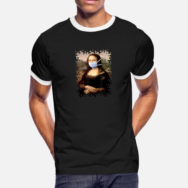 

funny flu season mona lisa with mask spoofing tee t shirt men anti-wrinkle short sleeve s-xxxl clothing anti-wrinkle spring autumn shirt