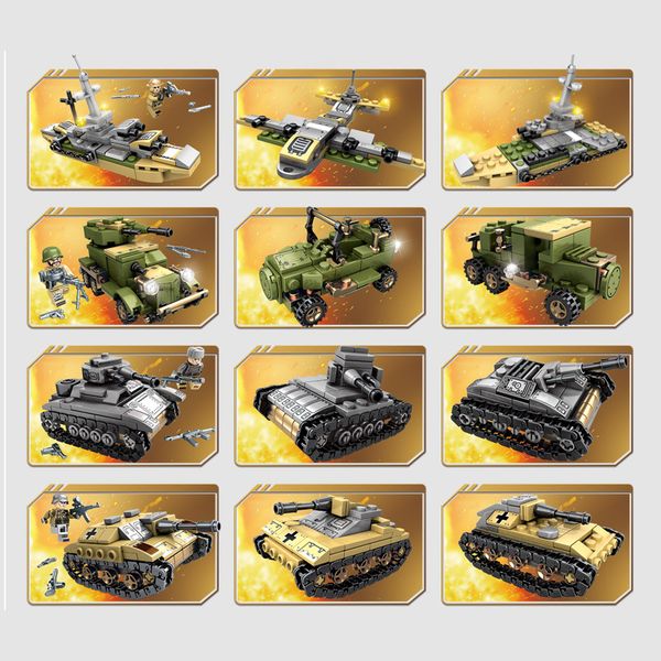 

novel and interesting children's assembly series into military combat vehicles boys and girls small particle puzzle blocks puzzle toys