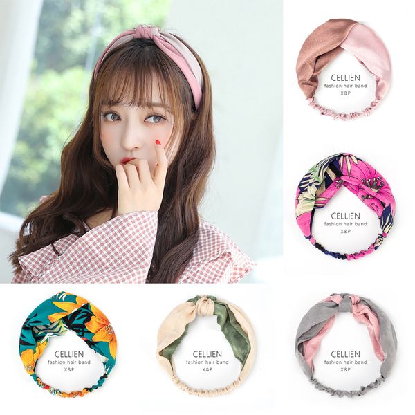 

fashion women girls summer bohemian hair bands print headbands vintage cross turban bandage bandanas hairbands hair accessories, Silver