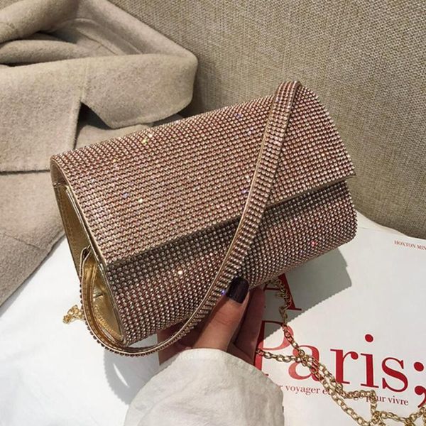 

elegant female banquet diamond tote bag 2020 new pu lleather women's designer handbag chain shoulder messenger bag