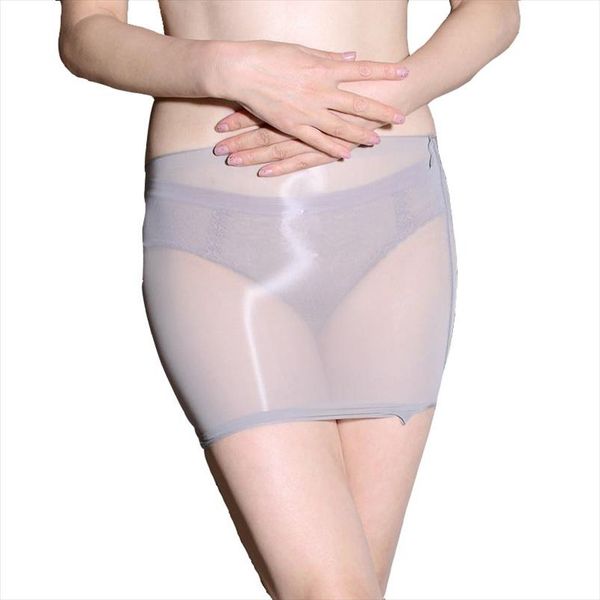 

glossy sheer micro mini bodycon skirt oil slim fit stockings see through butt lifting skirt, Black