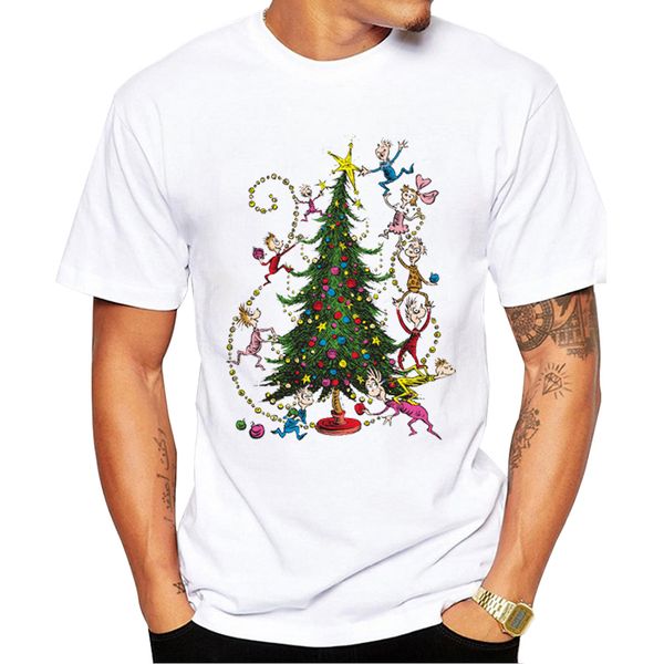 

teehub christmas men t-shirt o-neck short sleeve tshirts classical christmas tree printed cool funny tees