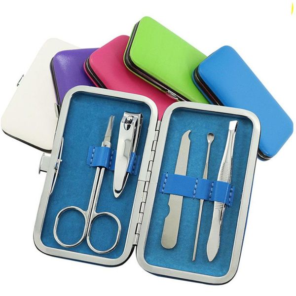 

5 pcs/set professional nail clippers cuticle nipper pedicure manicure cleaner nail cutter kit case tool home essential