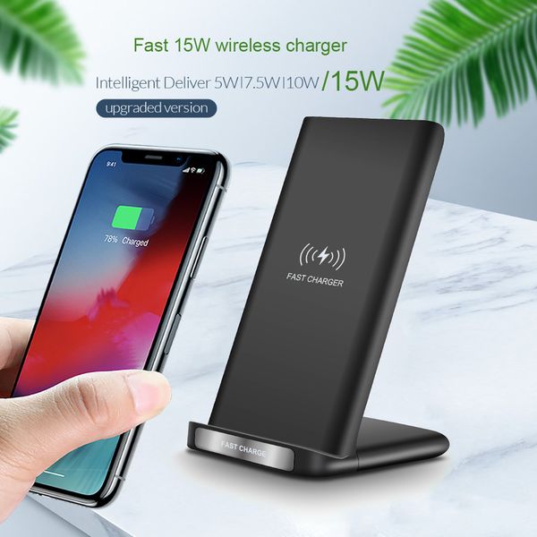 

qi wireless charger 15w quick charge for iphone 11 se 2 xs max xr x 8 samsung s20 s10 s9 + charging stand adapter