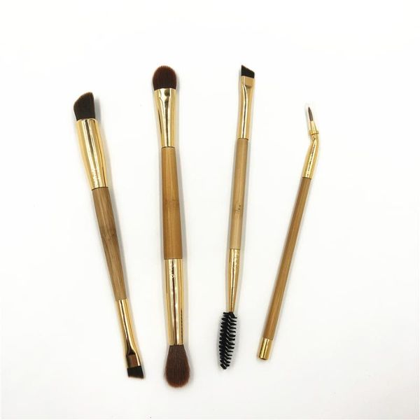 

double-ended eyeshadow makeup brush set bamboo t brush eye blending eyelash eyeliner angled eyebrow