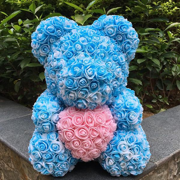 

40cm rose bear with heart teddy bear artificial foam flower valentines's day gift for women wedding decoration