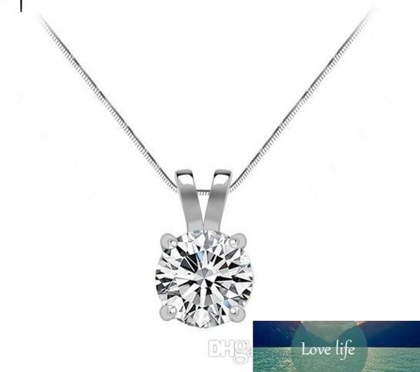 

925 sterling silver 30% white gold plated classic 2ct solitaire zircon hearts arrows cz pendant necklace tm