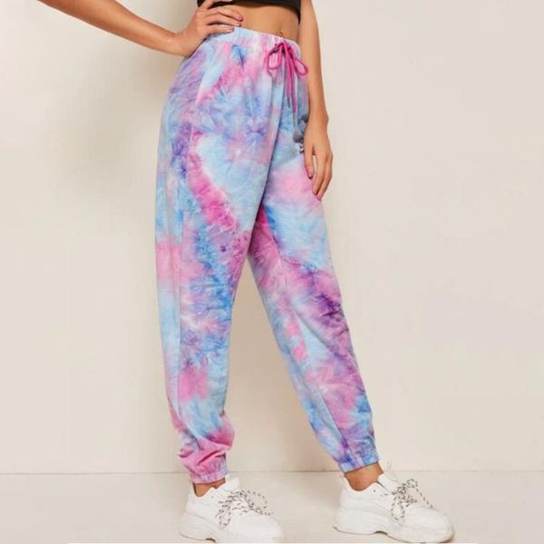 

tie dye sweatpants women elastic high waist baggy pants hip hop casual loose pants lady fashion trousers, White;red